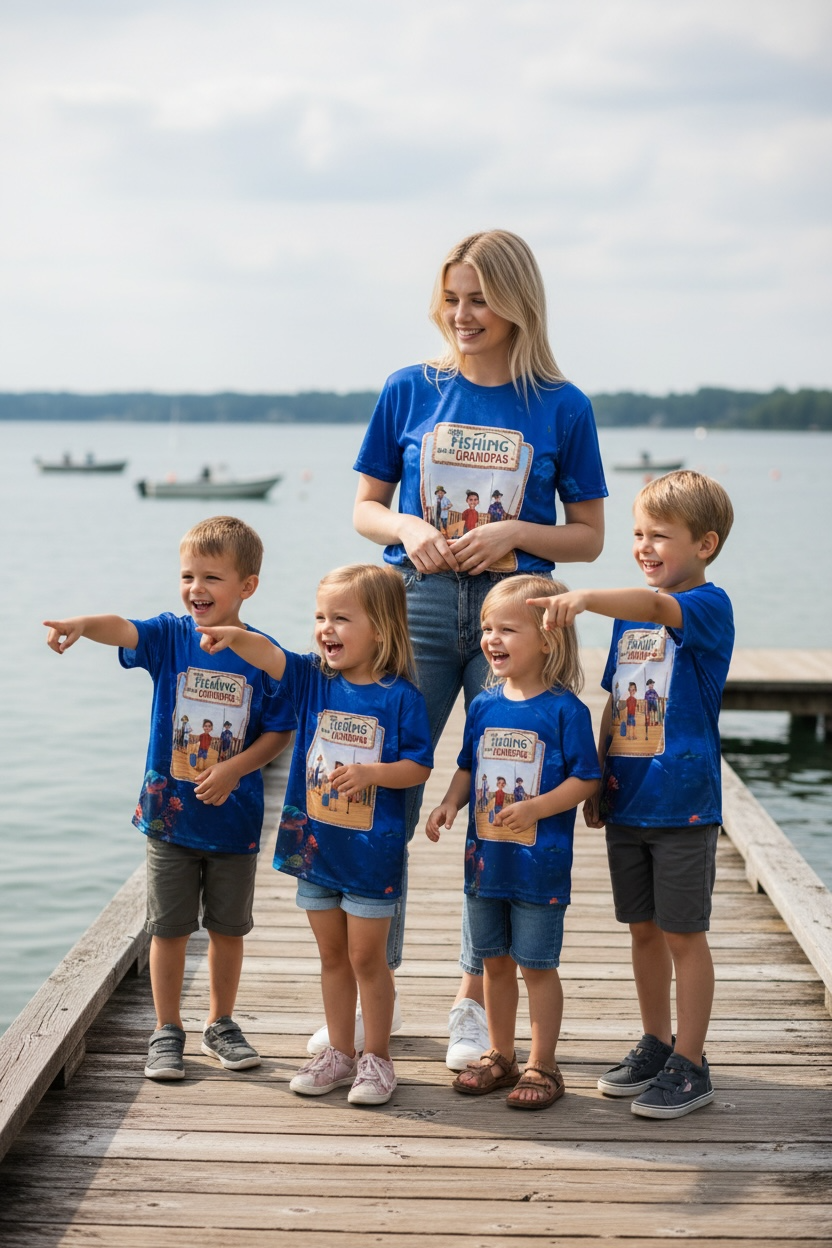 Kids wearing the Grandma Cookie family tees