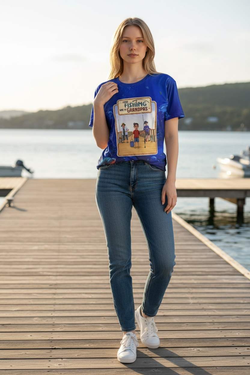 Going Fishing with My Grandpas Adult T-Shirt | Grandma Cookie Books